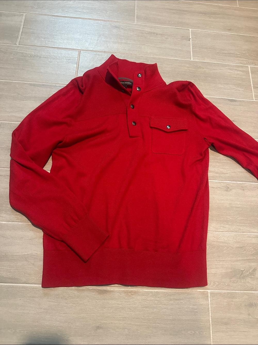 Banana Republic Men's Red Half-Zip Button Pullover Sweater